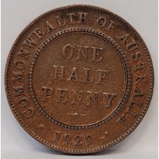 AUSTRALIA 1929 . HALF 1/2 PENNY . FULL 8 PEARLS